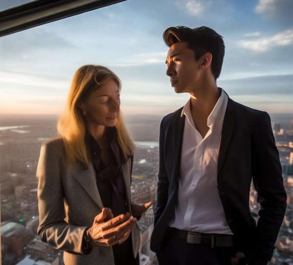 空中导游与商务伙伴的深入对话